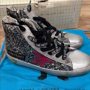 Golden Goose Kids Glitter Sneakers - Silver and Pink